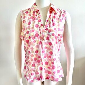 Geoffreyy Beene Sport 100% Cotton Sleeveless V-Neck Collared Top